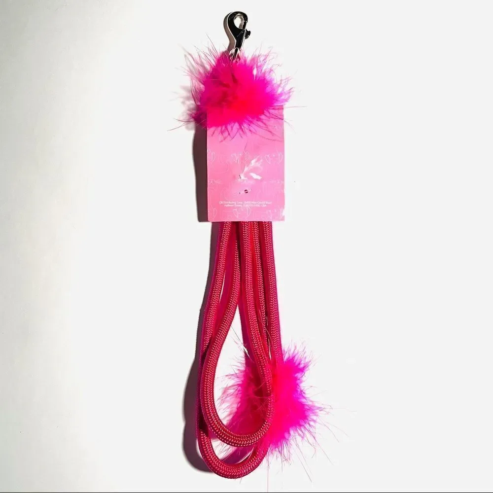 NWT Gorgeous Vintage Y2K Claire’s Pet Shop Pink Feathers Dog 49” Leash